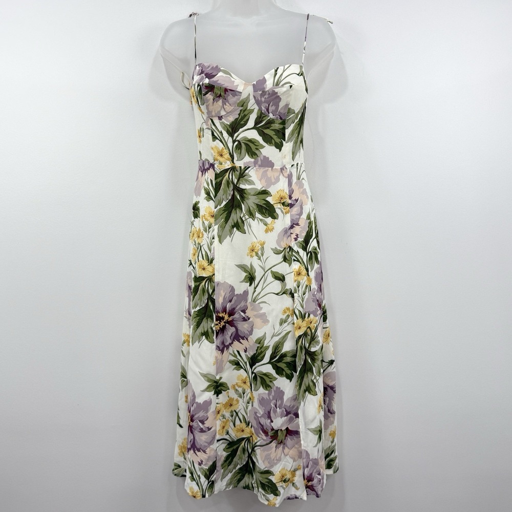 Reformation Juliette Floral Midi Dress 2 Babydoll Garden Fairy Coquette Romantic